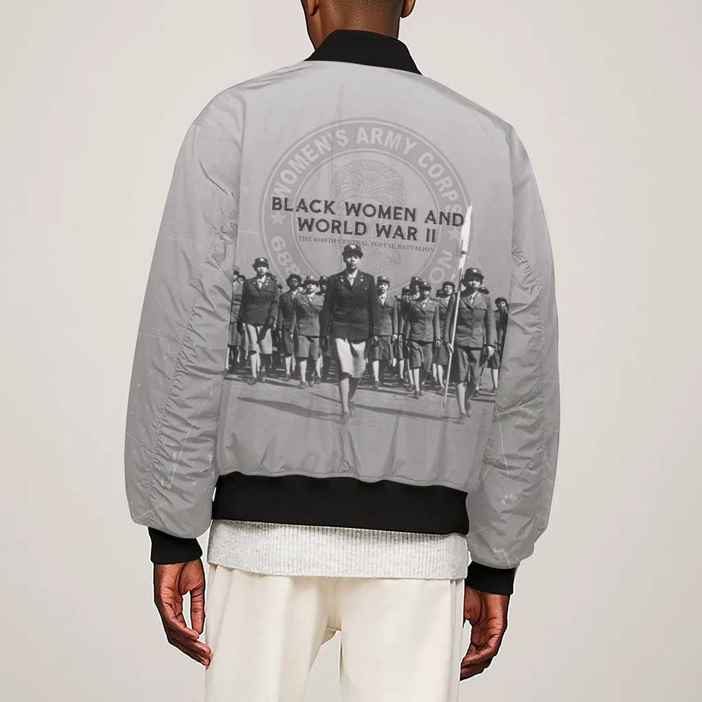 Black Women of World War II Sleeve Zip Bomber Jacket 6888th Central Postal Directory Battalion