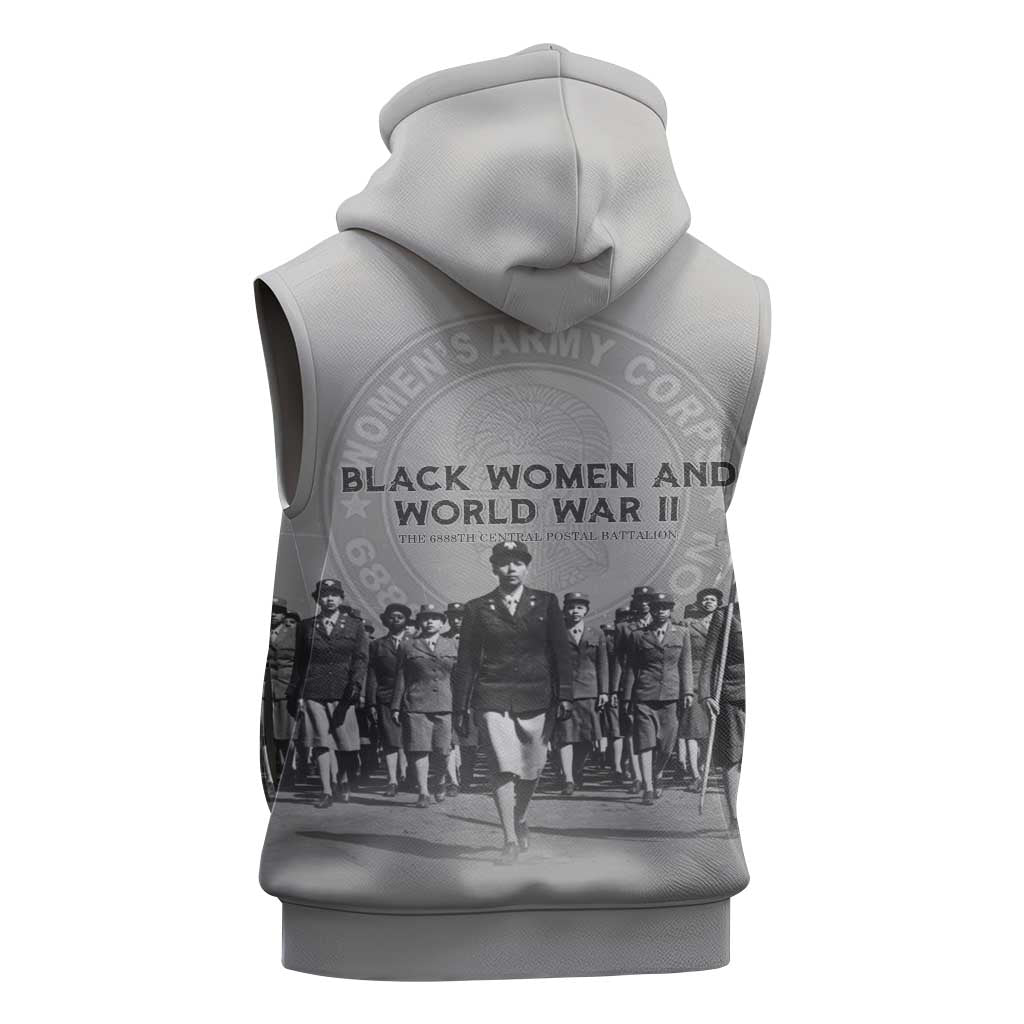 Black Women of World War II Sleeveless Zip Hoodie 6888th Central Postal Directory Battalion