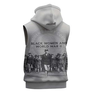 Black Women of World War II Sleeveless Zip Hoodie 6888th Central Postal Directory Battalion