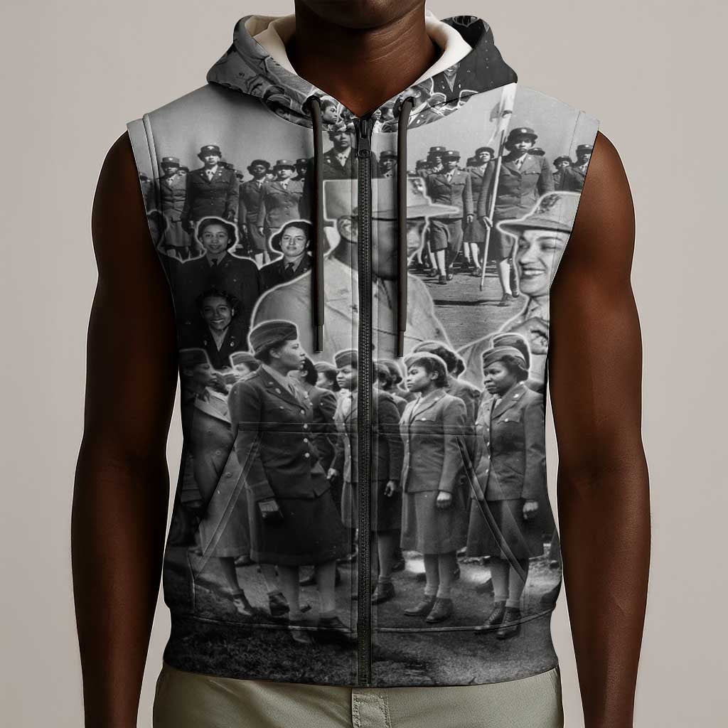 Six Triple Eight Sleeveless Zip Hoodie Women of the Womens Army Corps