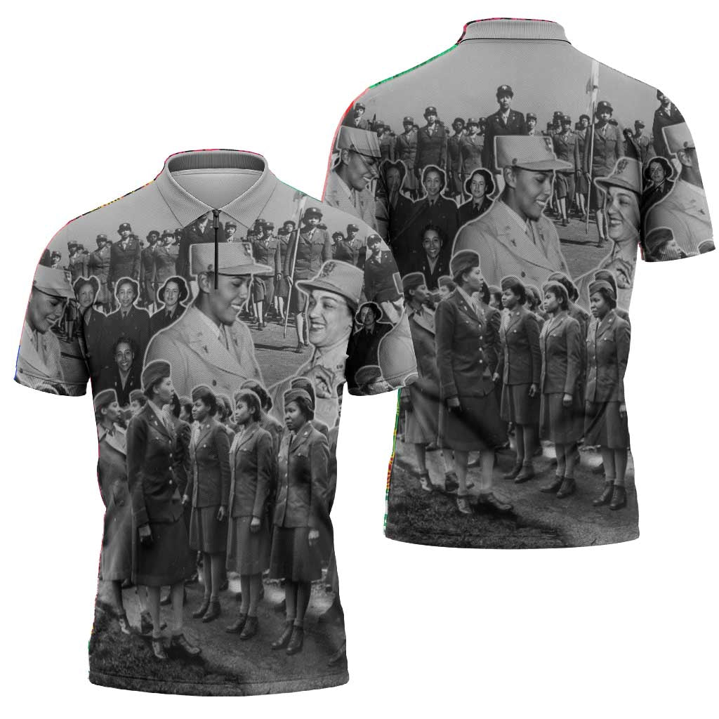 Six Triple Eight Zipper Polo Shirt Women of the Womens Army Corps