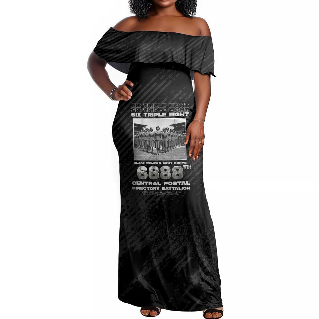 6888th Central Postal Directory Battalion Off Shoulder Maxi Dress Six Triple Eight