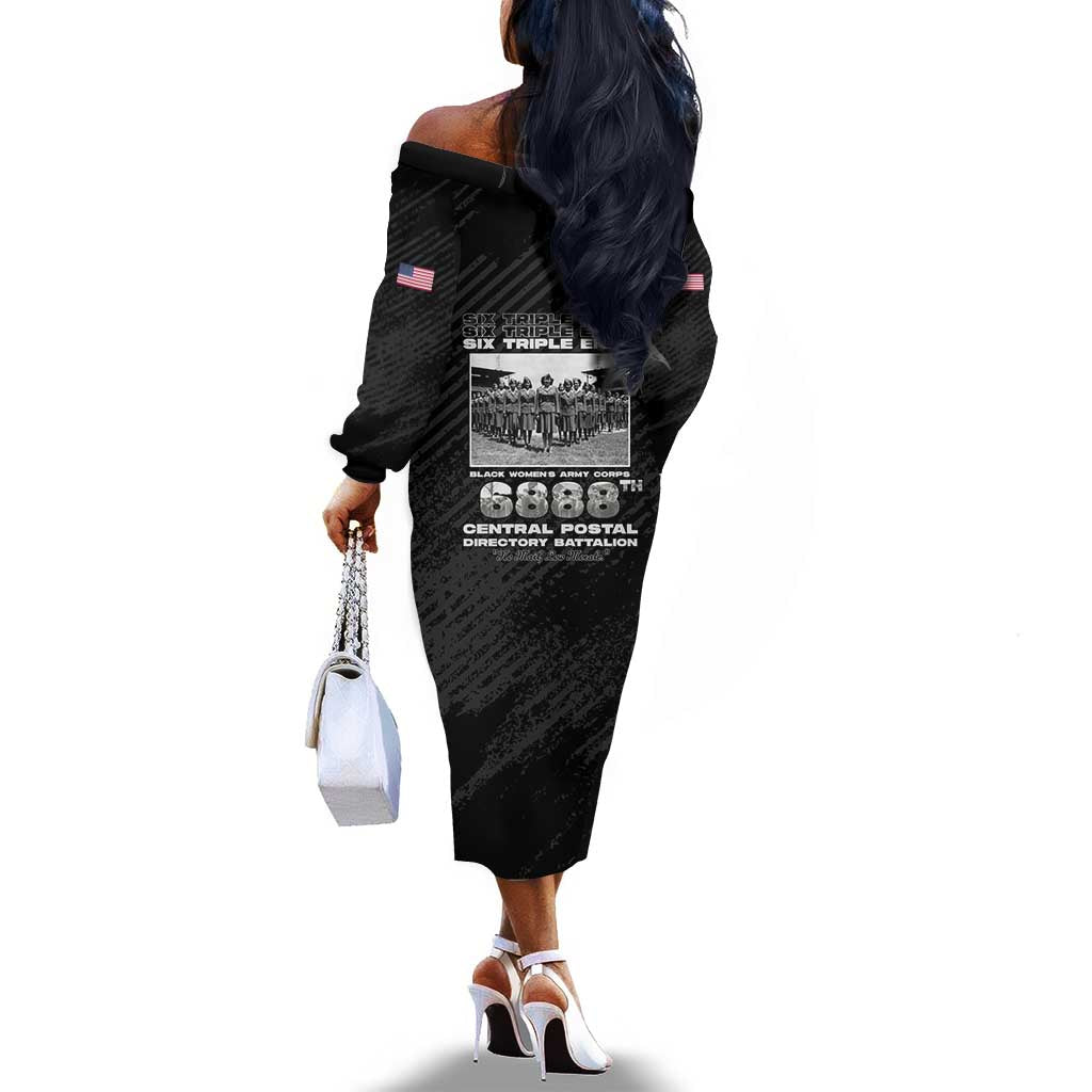 6888th Central Postal Directory Battalion Off The Shoulder Long Sleeve Dress Six Triple Eight