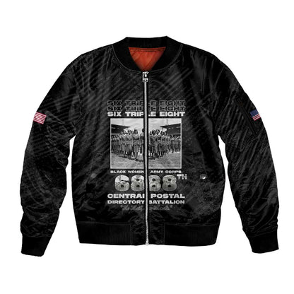 6888th Central Postal Directory Battalion Sleeve Zip Bomber Jacket Six Triple Eight