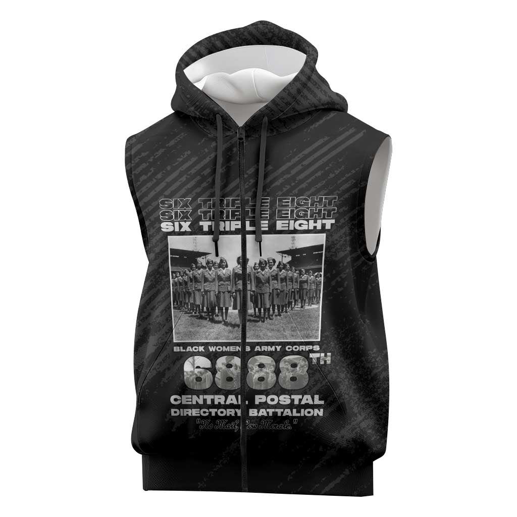 6888th Central Postal Directory Battalion Sleeveless Zip Hoodie Six Triple Eight