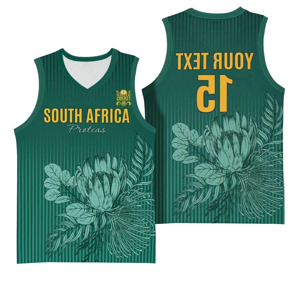Custom South Africa Cricket Basketball Jersey Come On Proteas - African Pride