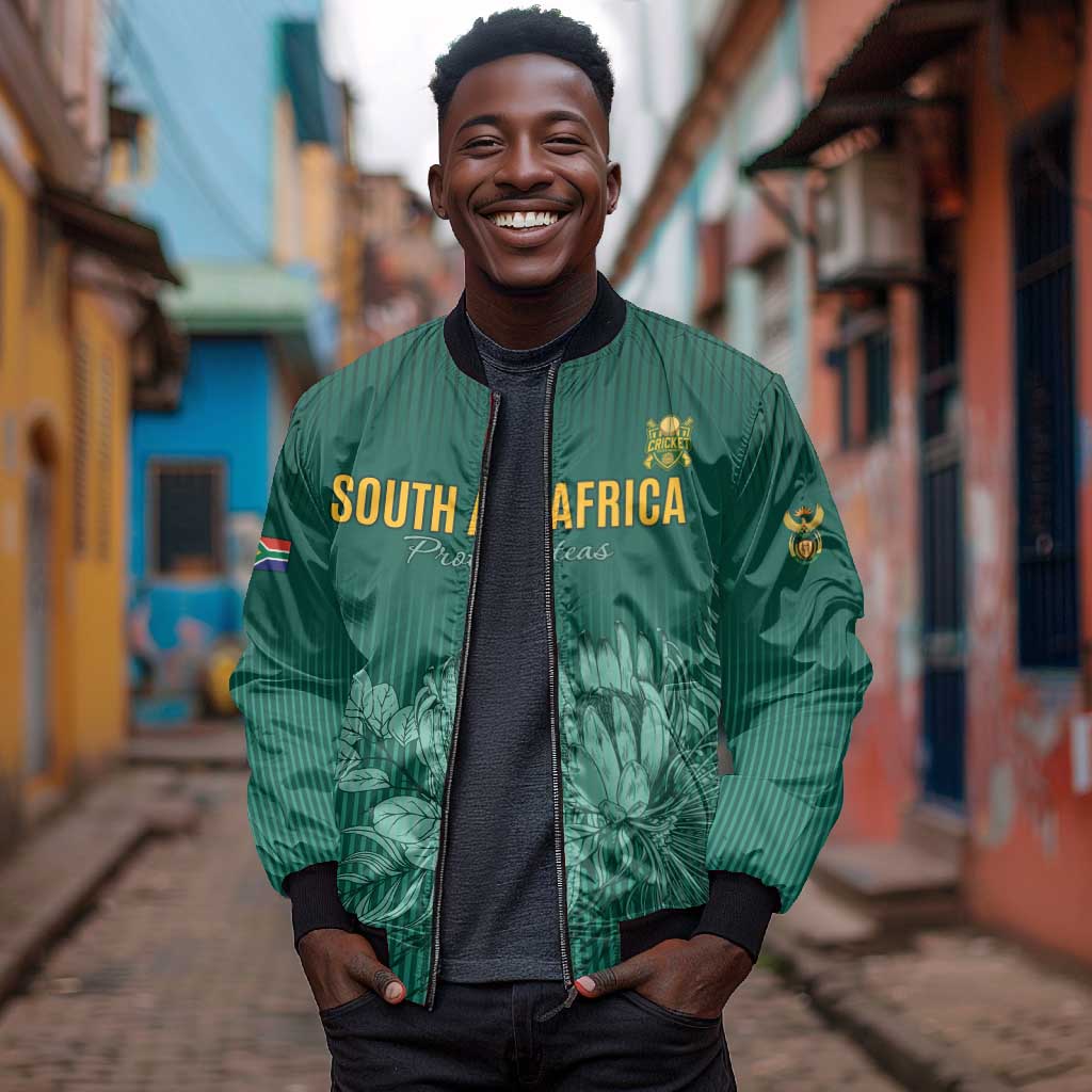 Custom South Africa Cricket Bomber Jacket Come On Proteas