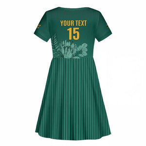 Custom South Africa Cricket Kid Short Sleeve Dress Come On Proteas