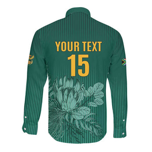 Custom South Africa Cricket Long Sleeve Button Shirt Come On Proteas