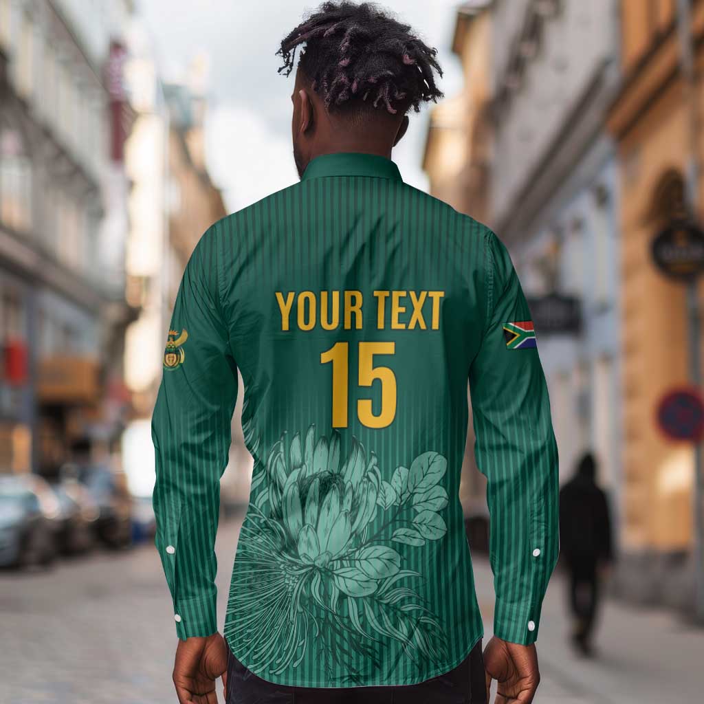 Custom South Africa Cricket Long Sleeve Button Shirt Come On Proteas