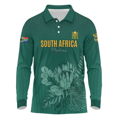 Custom South Africa Cricket Long Sleeve Polo Shirt Come On Proteas