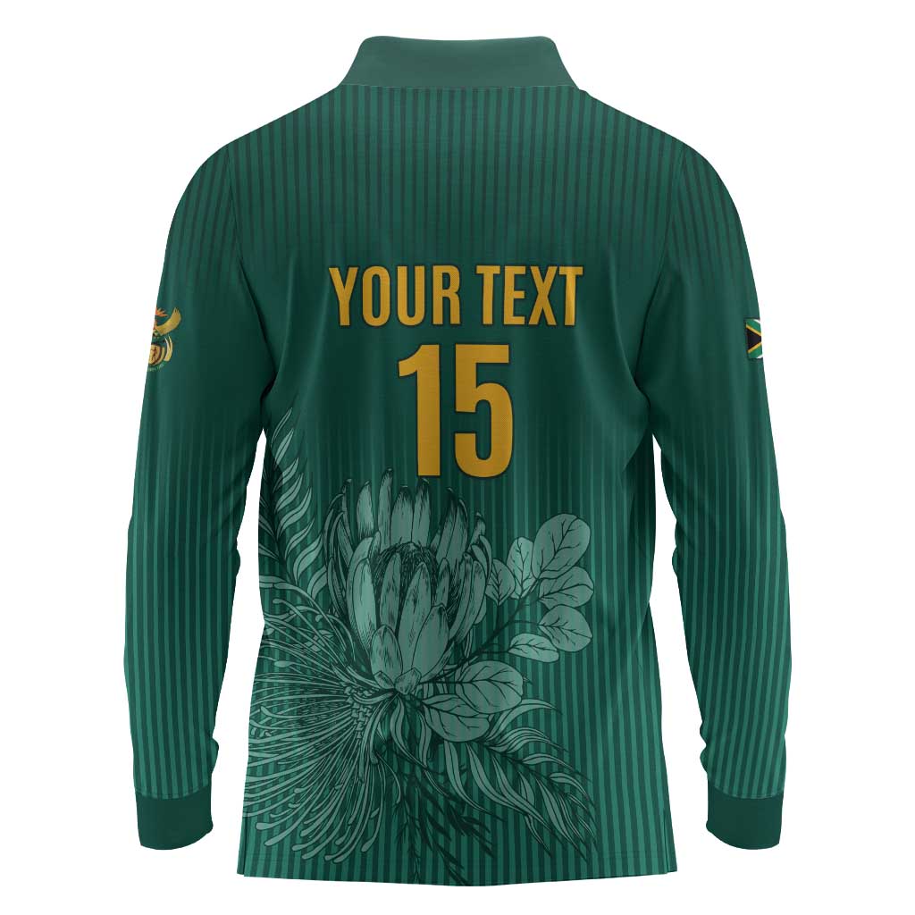 Custom South Africa Cricket Long Sleeve Polo Shirt Come On Proteas