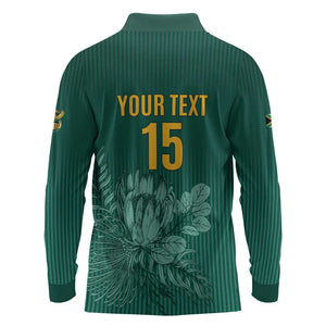 Custom South Africa Cricket Long Sleeve Polo Shirt Come On Proteas