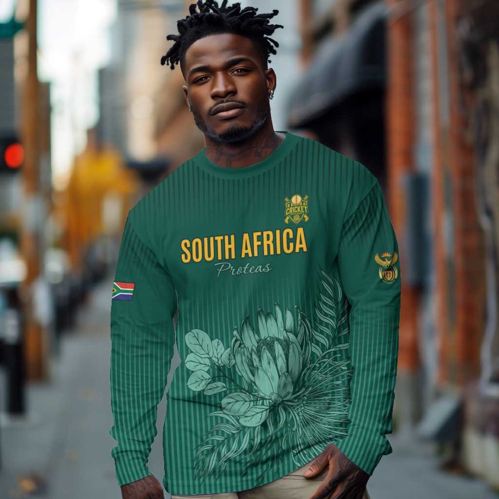 Custom South Africa Cricket Long Sleeve Shirt Come On Proteas