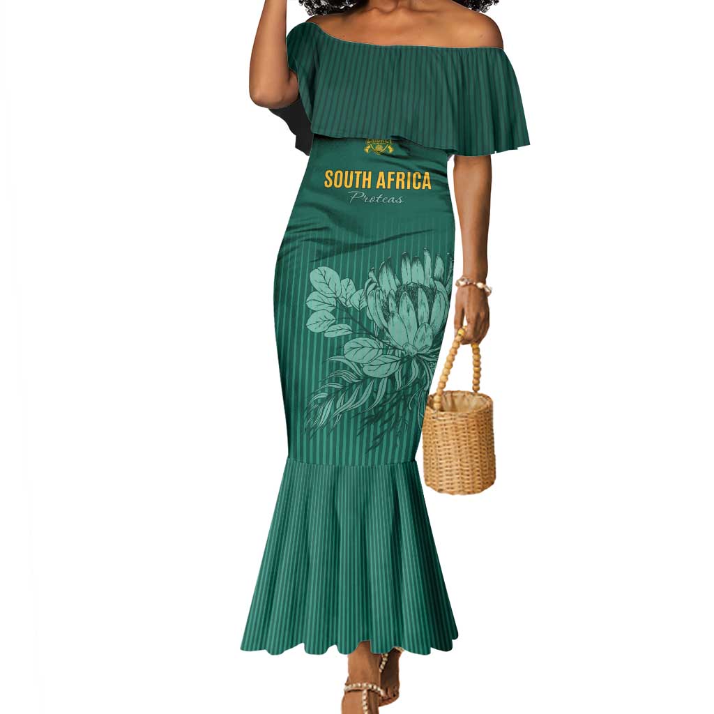 Custom South Africa Cricket Mermaid Dress Come On Proteas
