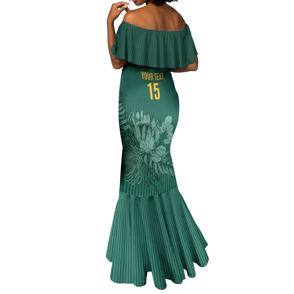 Custom South Africa Cricket Mermaid Dress Come On Proteas