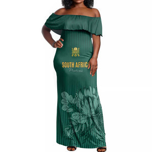 Custom South Africa Cricket Off Shoulder Maxi Dress Come On Proteas