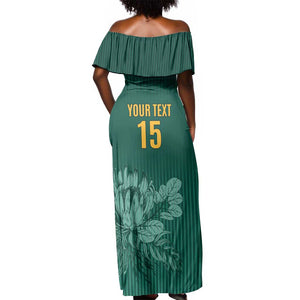 Custom South Africa Cricket Off Shoulder Maxi Dress Come On Proteas