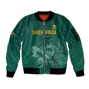 Custom South Africa Cricket Sleeve Zip Bomber Jacket Come On Proteas