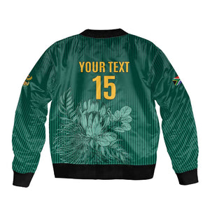 Custom South Africa Cricket Sleeve Zip Bomber Jacket Come On Proteas