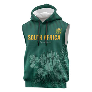 Custom South Africa Cricket Sleeveless Hoodie Come On Proteas - African Pride