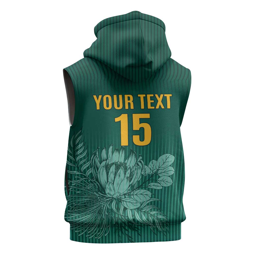 Custom South Africa Cricket Sleeveless Hoodie Come On Proteas - African Pride