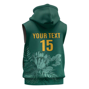 Custom South Africa Cricket Sleeveless Hoodie Come On Proteas - African Pride
