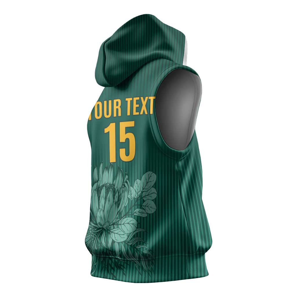 Custom South Africa Cricket Sleeveless Hoodie Come On Proteas - African Pride