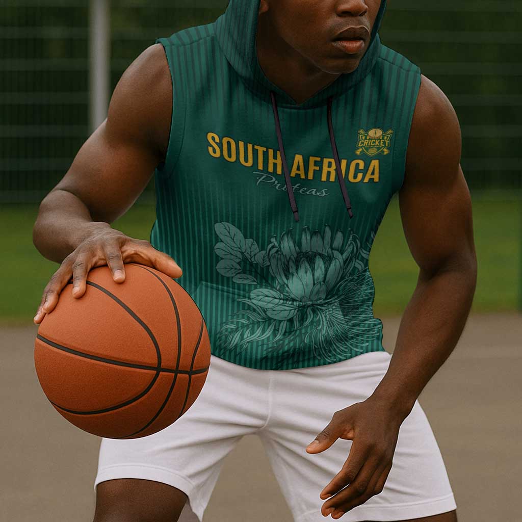 Custom South Africa Cricket Sleeveless Hoodie Come On Proteas - African Pride