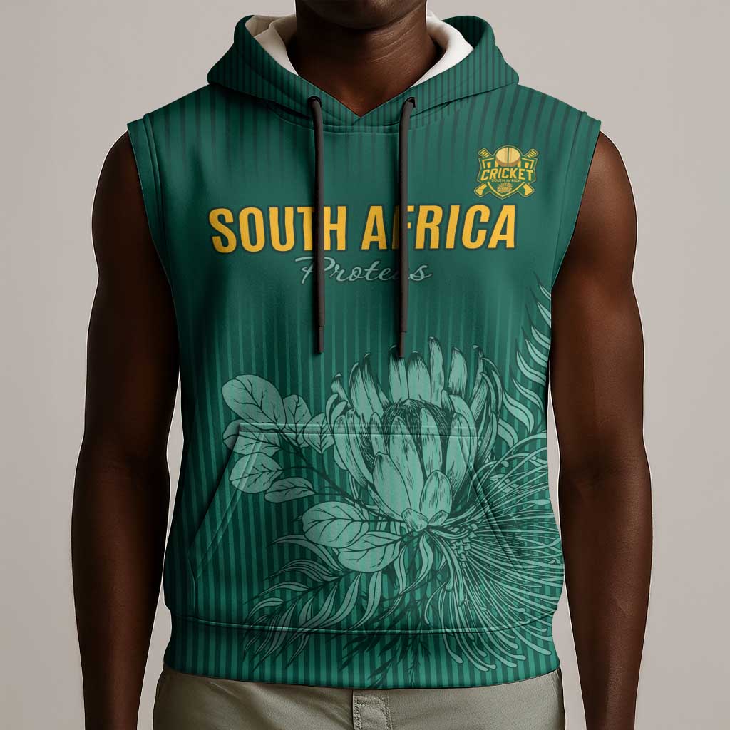 Custom South Africa Cricket Sleeveless Hoodie Come On Proteas - African Pride