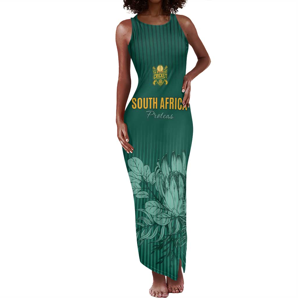 Custom South Africa Cricket Tank Maxi Dress Come On Proteas
