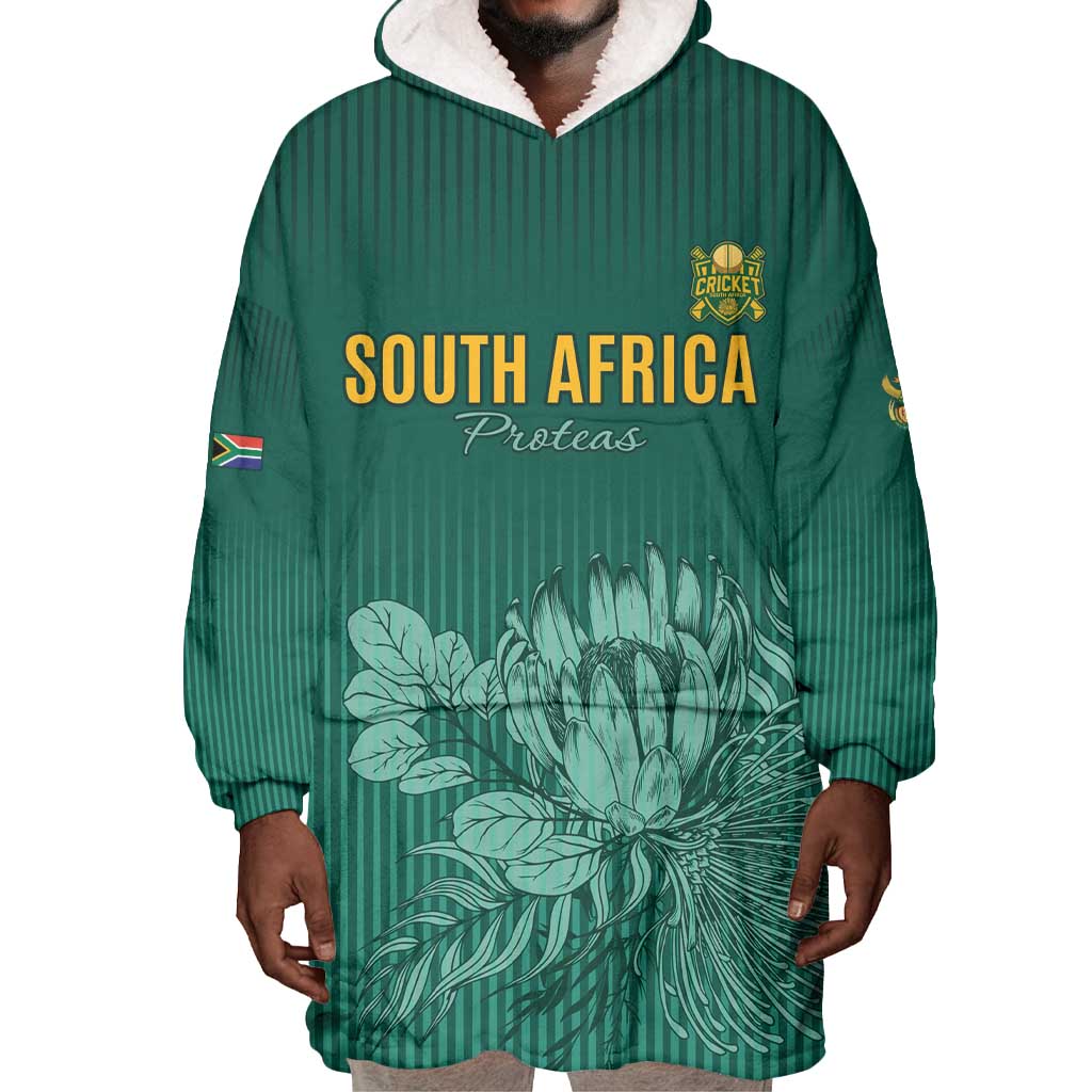 Custom South Africa Cricket Wearable Blanket Hoodie Come On Proteas