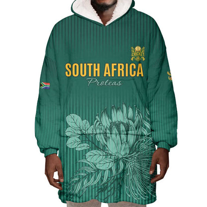 Custom South Africa Cricket Wearable Blanket Hoodie Come On Proteas