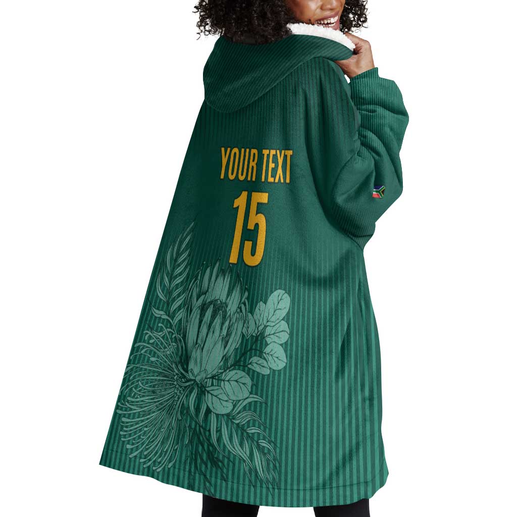 Custom South Africa Cricket Wearable Blanket Hoodie Come On Proteas