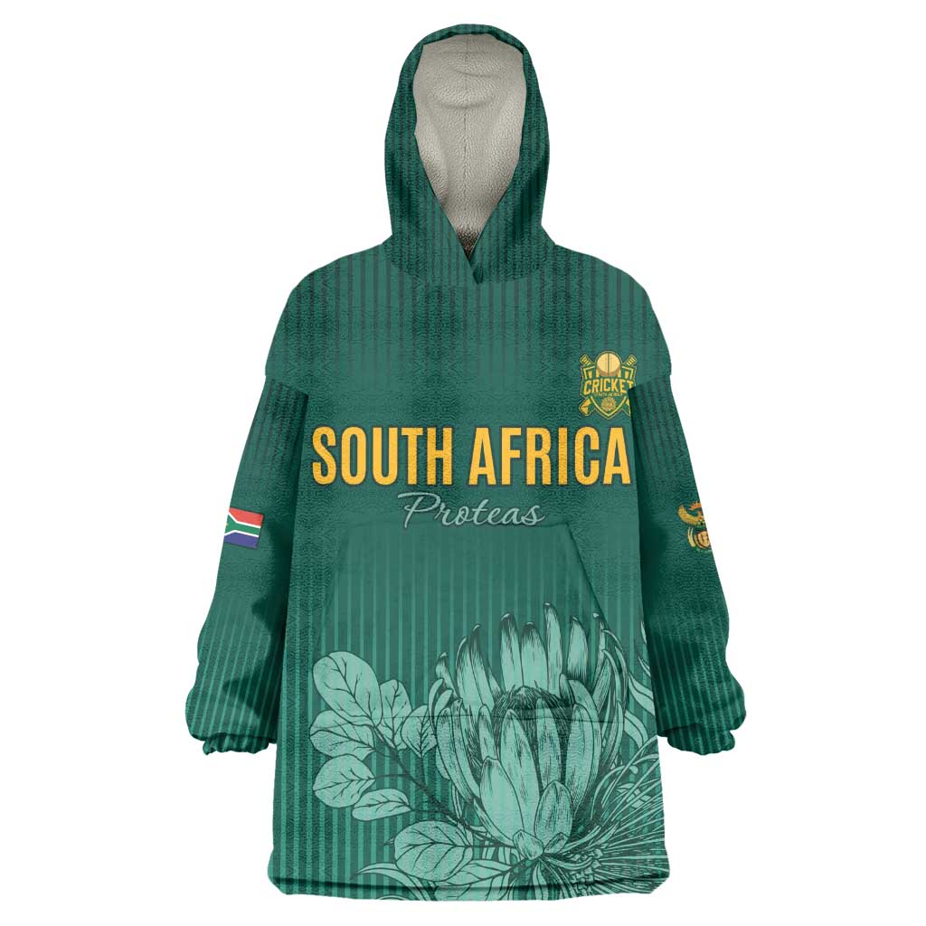 Custom South Africa Cricket Wearable Blanket Hoodie Come On Proteas