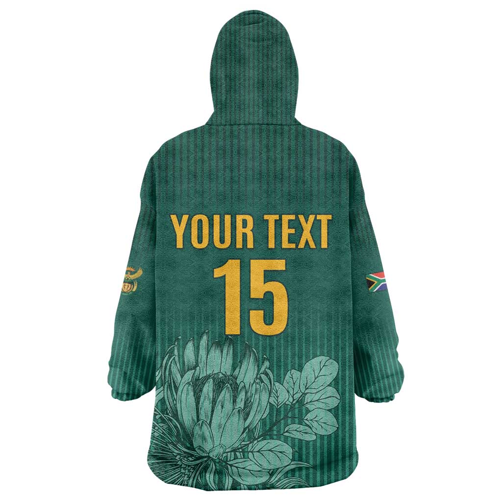 Custom South Africa Cricket Wearable Blanket Hoodie Come On Proteas