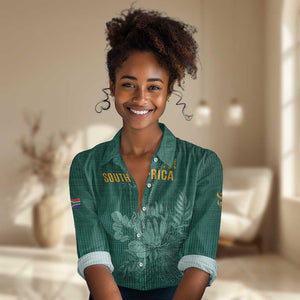 Custom South Africa Cricket Women Casual Shirt Come On Proteas