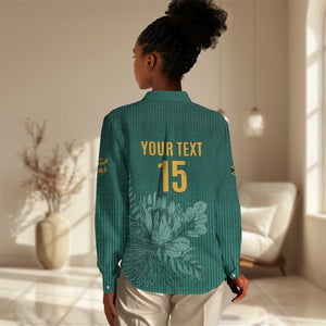 Custom South Africa Cricket Women Casual Shirt Come On Proteas