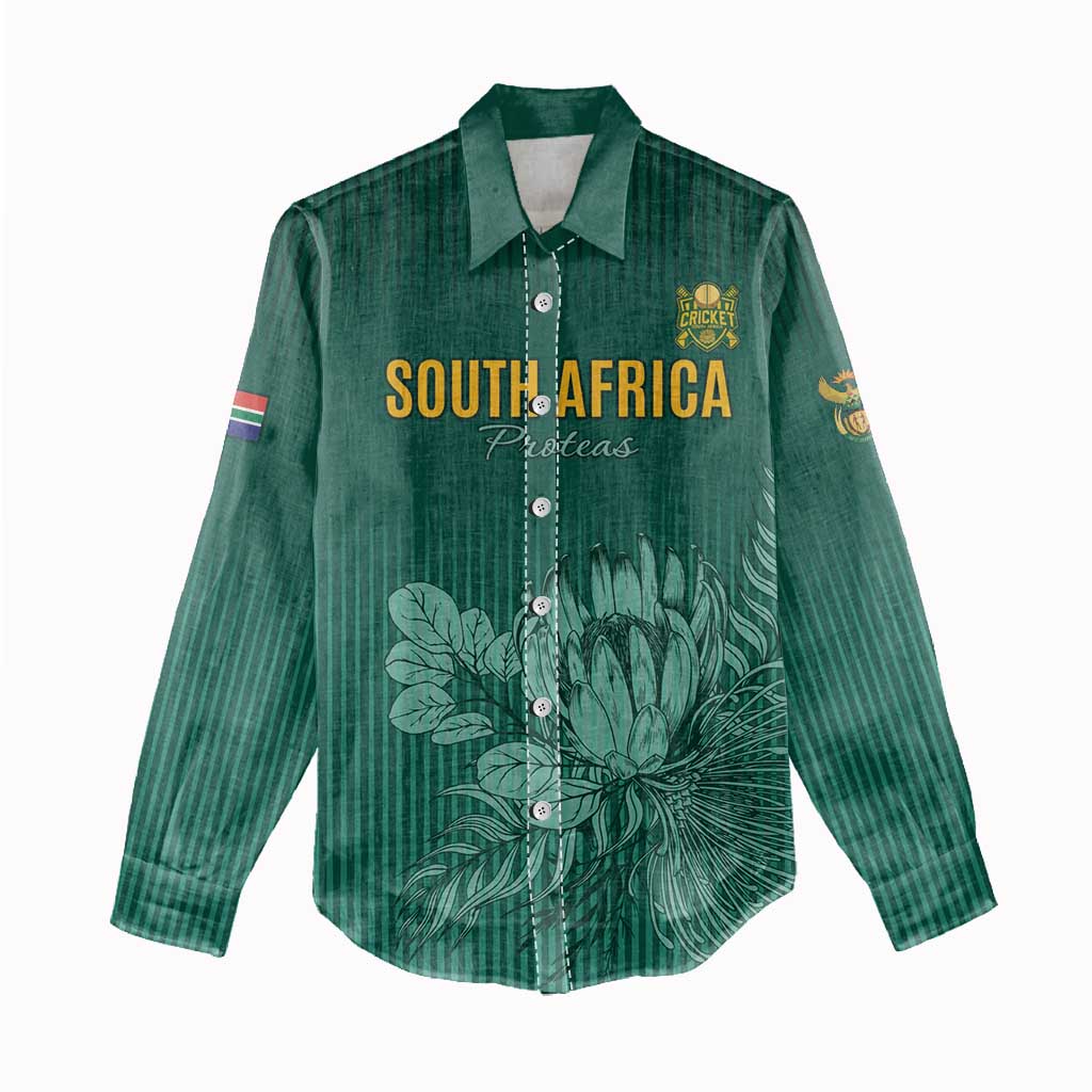 Custom South Africa Cricket Women Casual Shirt Come On Proteas