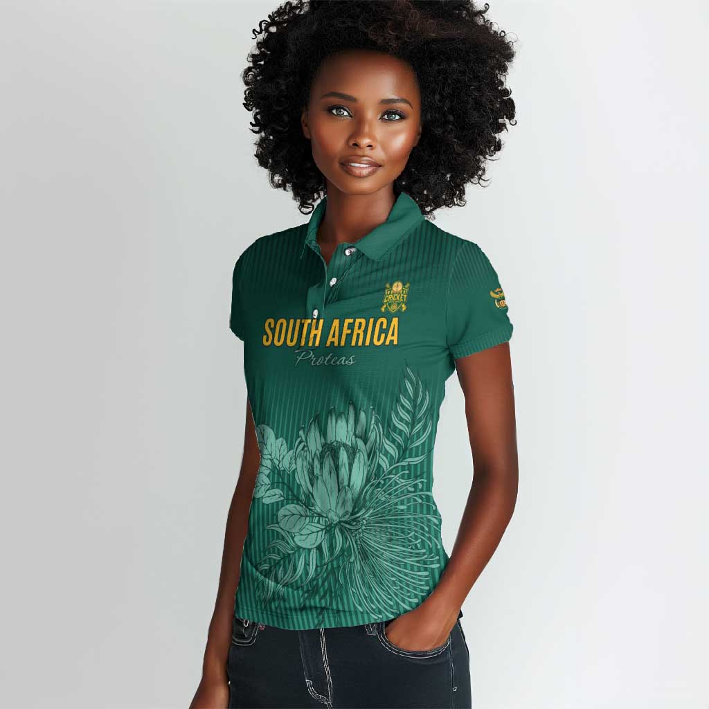 Custom South Africa Cricket Women Polo Shirt Come On Proteas