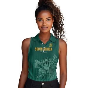 Custom South Africa Cricket Women Sleeveless Polo Shirt Come On Proteas