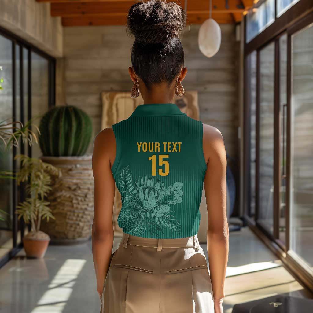 Custom South Africa Cricket Women Sleeveless Polo Shirt Come On Proteas