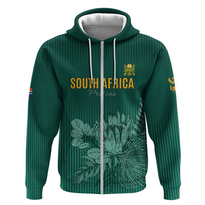 Custom South Africa Cricket Zip Hoodie Come On Proteas