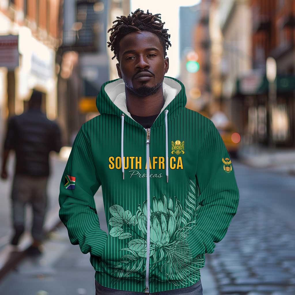 Custom South Africa Cricket Zip Hoodie Come On Proteas