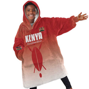 Kenya Football Custom Kid Wearable Blanket Hoodie Go Harambee Stars Go