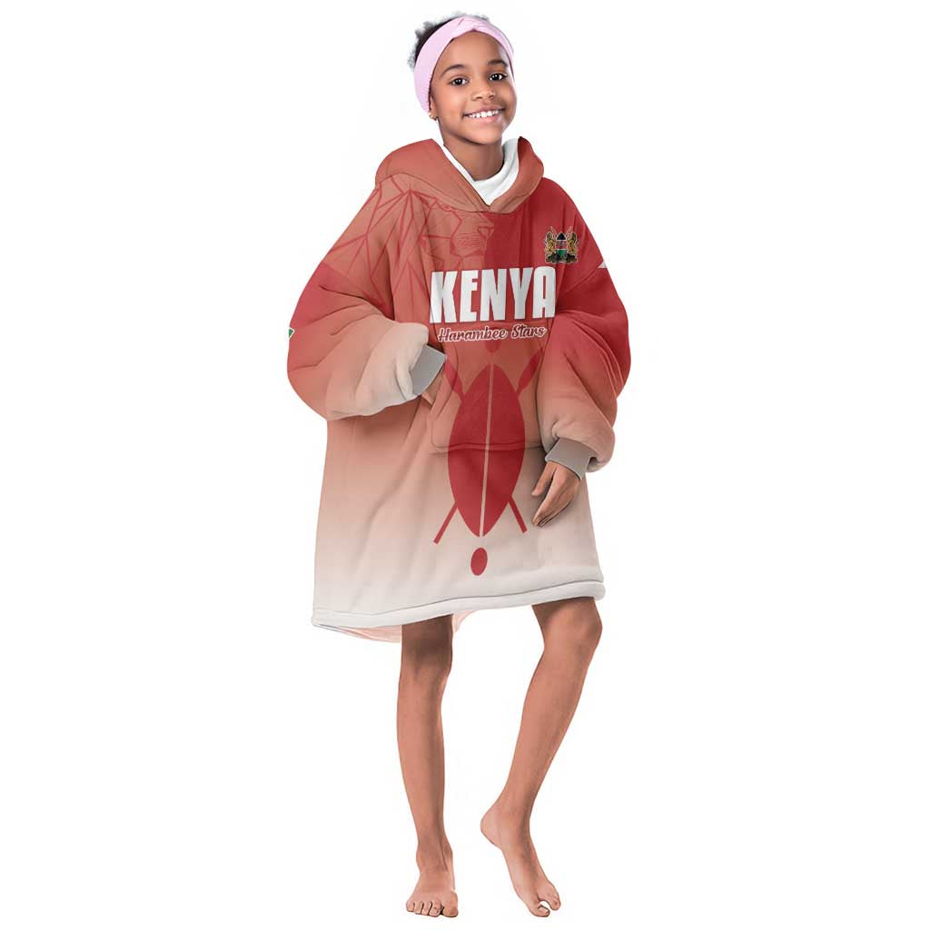 Kenya Football Custom Kid Wearable Blanket Hoodie Go Harambee Stars Go