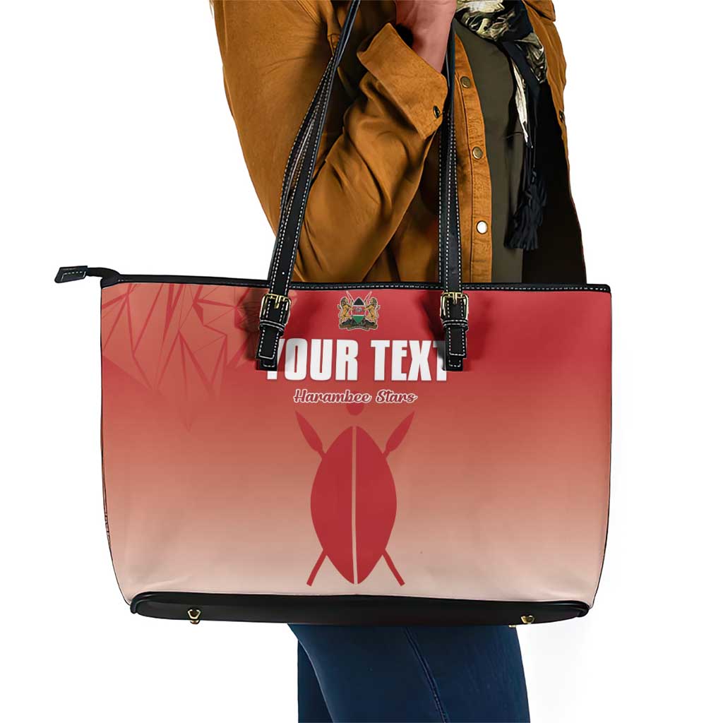 Kenya Football Custom Leather Tote Bag Go Harambee Stars Go