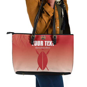 Kenya Football Custom Leather Tote Bag Go Harambee Stars Go