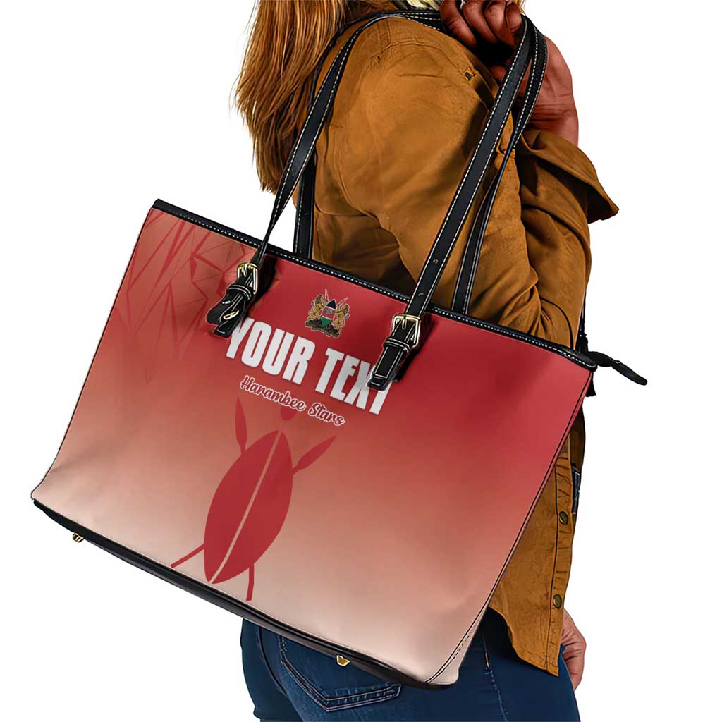 Kenya Football Custom Leather Tote Bag Go Harambee Stars Go