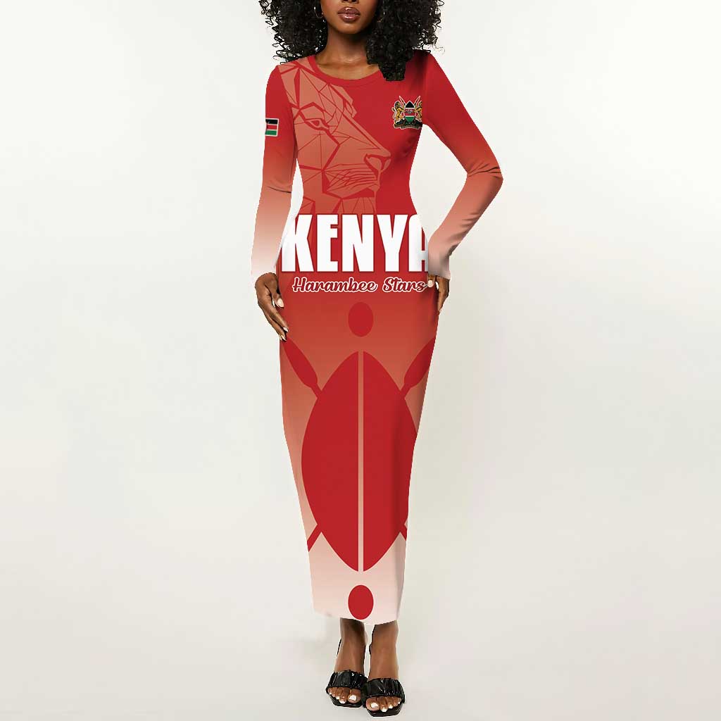 Kenya Football Custom Long Sleeve Bodycon Dress Go Harambee Stars Go LT15